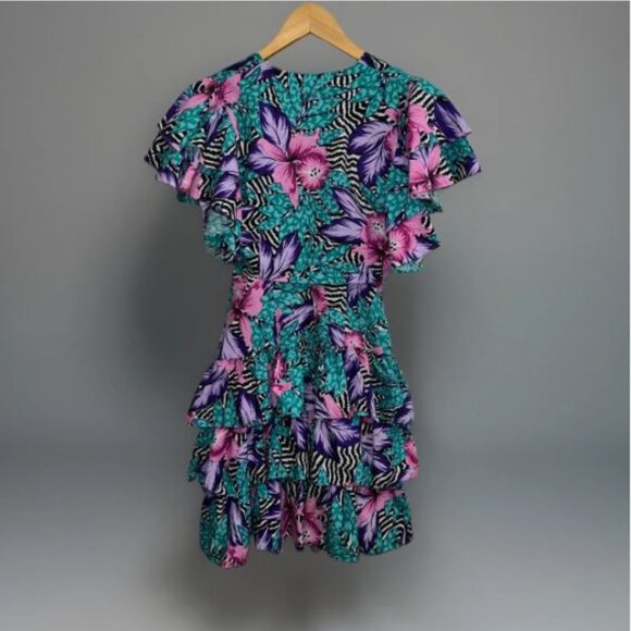 Vtg Isadora New York - 2 Piece Dress & Jacket Set - Tropical Floral Zebra - Sz 5 - Picture 8 of 14